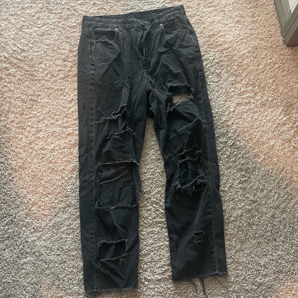 Highly Distressed American Eagle Curvy Mom Jeans